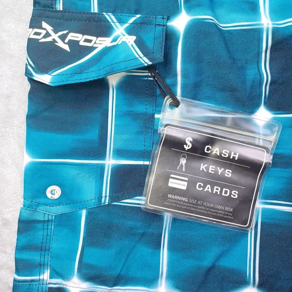 Zeroxposur Swim Board Shorts Mens M Teal Blue UPF 50 Quick Dry 4-Way Stretch NWT